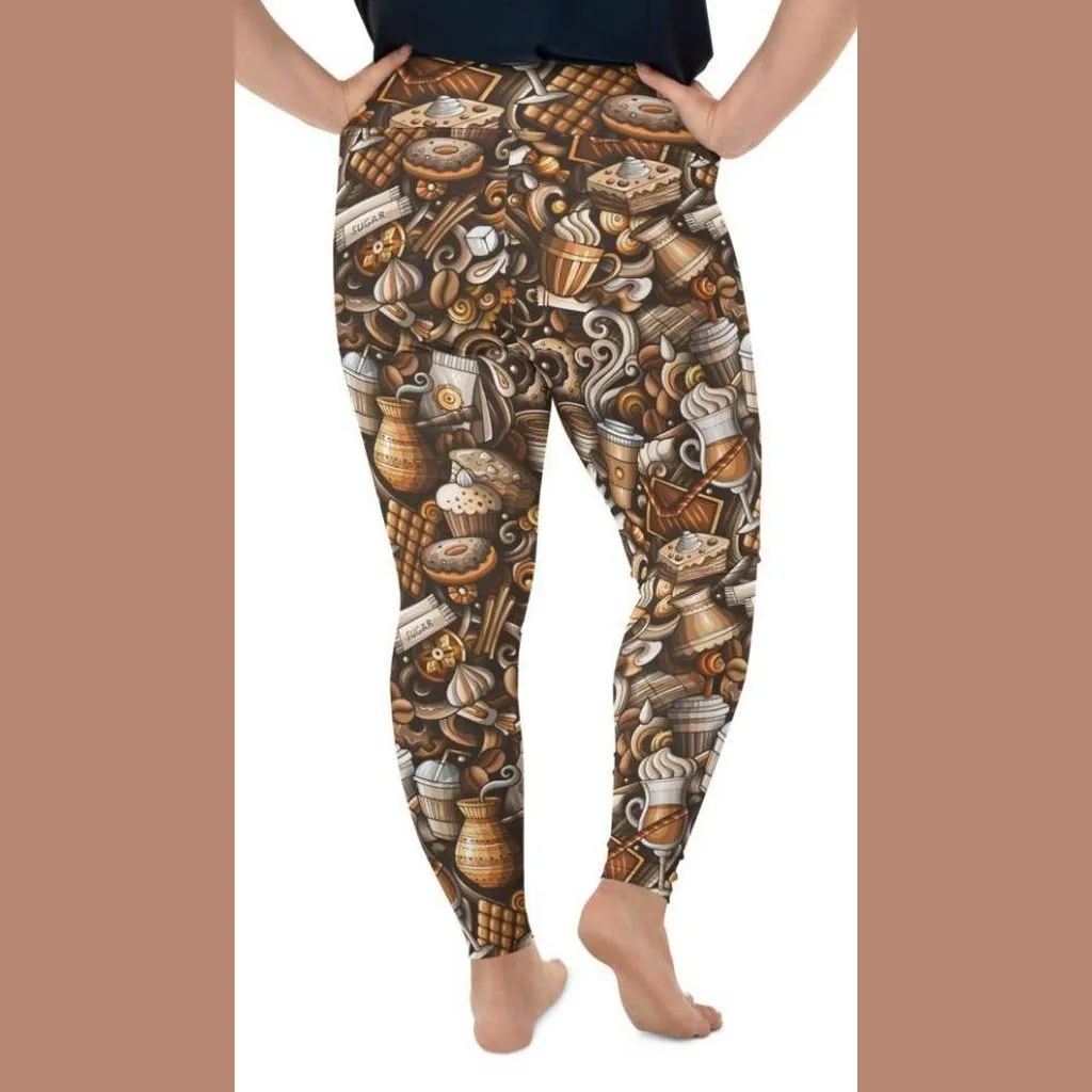 Coffee Shop Print Plus Size Leggings