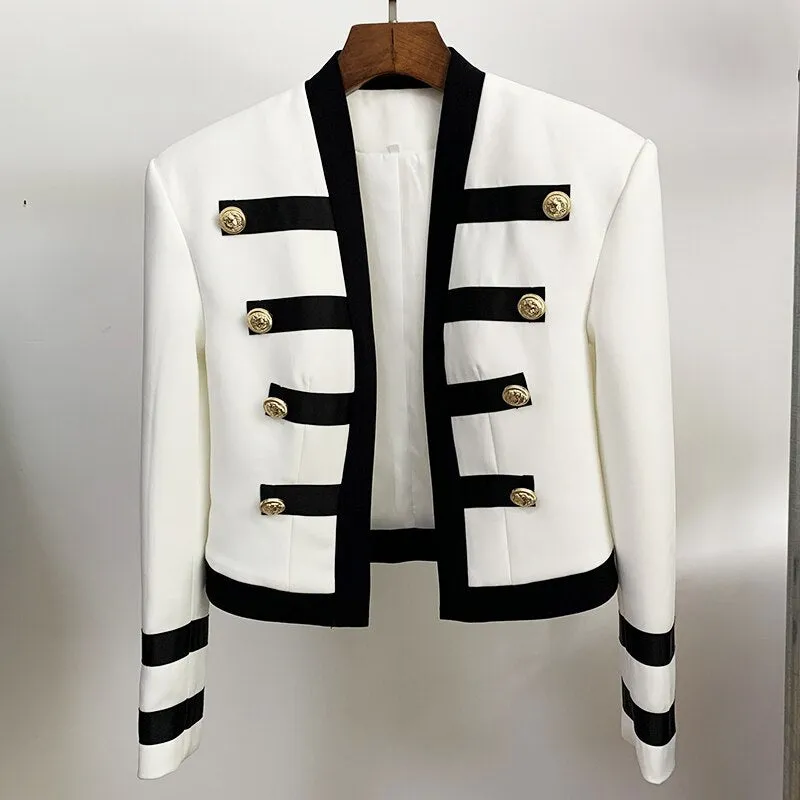 Collarless Lion Buttons Band Jacket