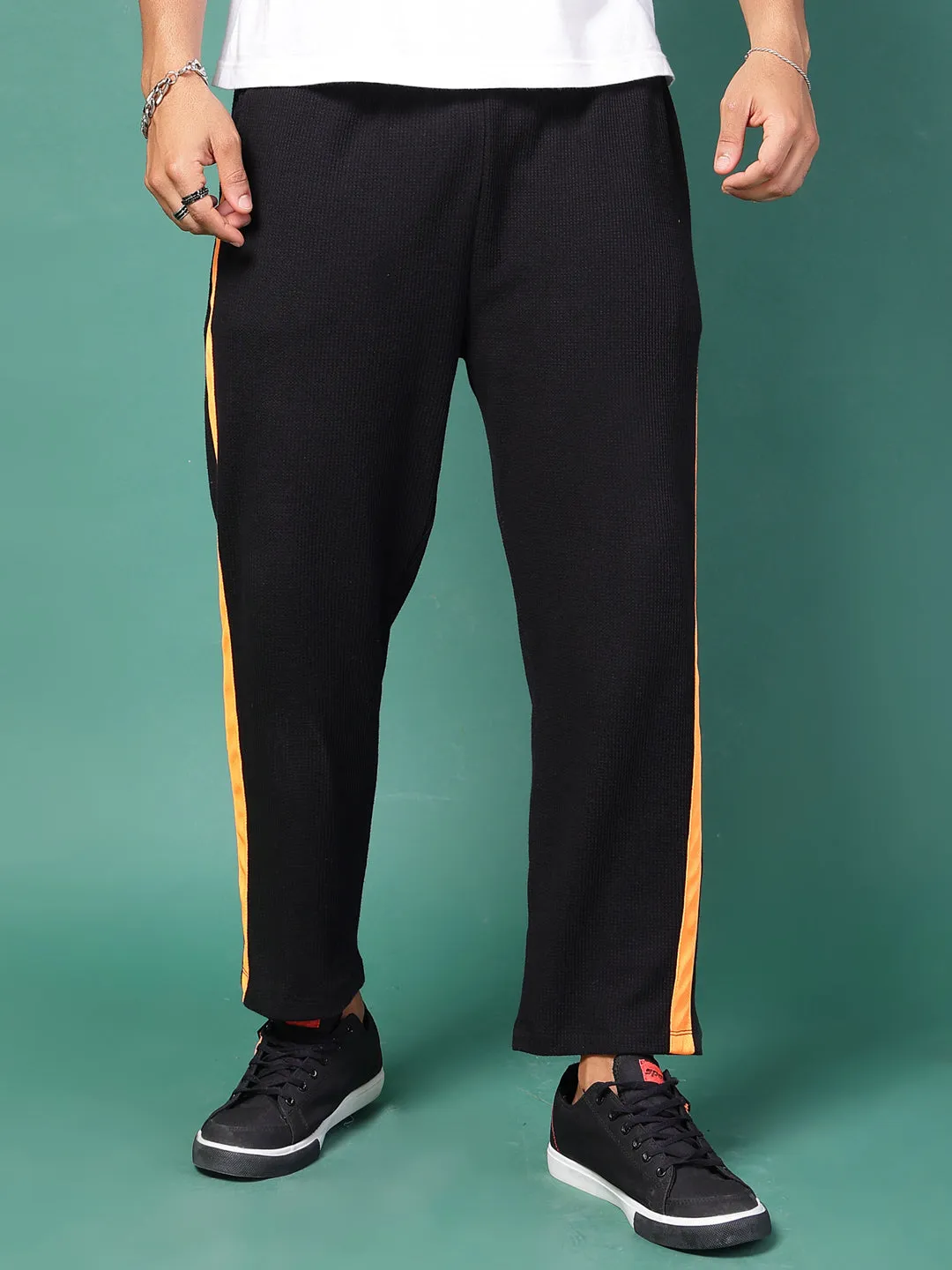 Colorblocked Baggy Trackpants with Drawstring