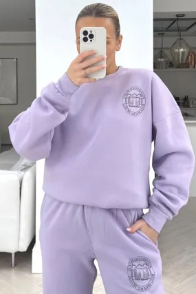 Country club lilac printed sweater loungewear set