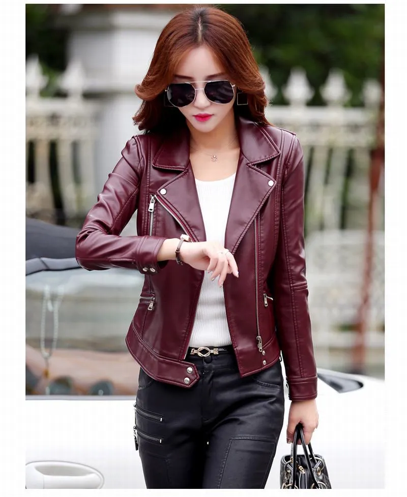 Crista Fall Genuine Leather Motorcycle Jacket for Women