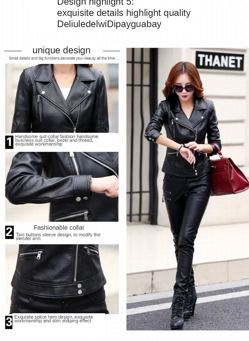 Crista Fall Genuine Leather Motorcycle Jacket for Women