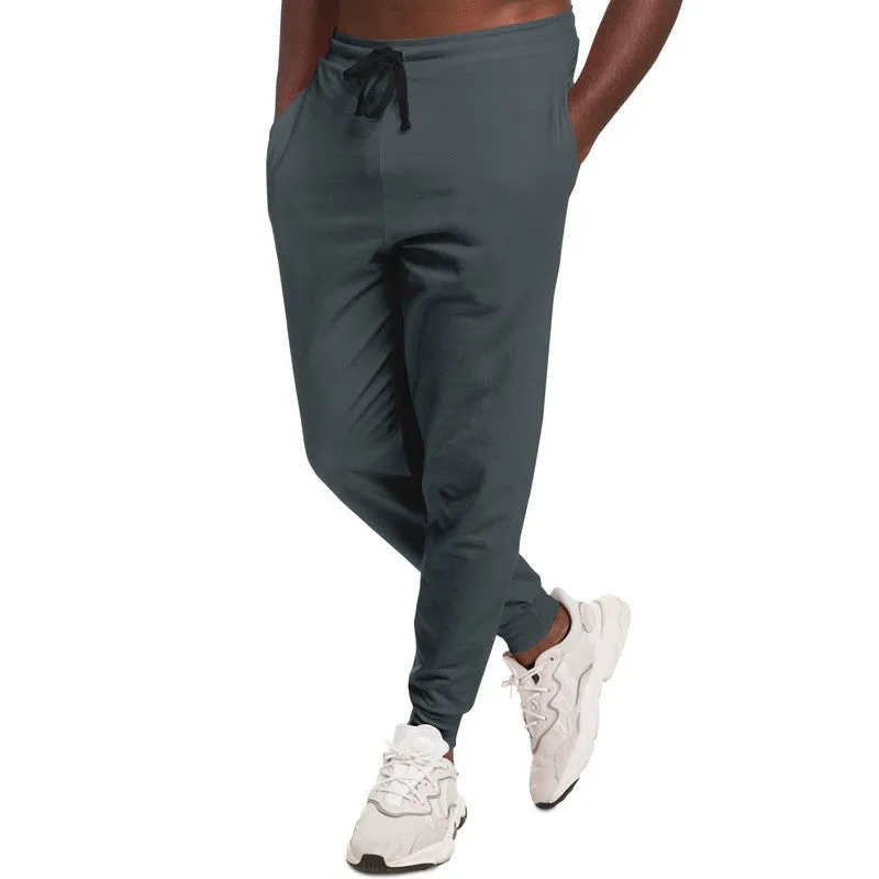 Dark Cyan Gray Joggers | Unisex | with PLUS sizes | Dark Pale Cyan Gray | C10M0Y0K80