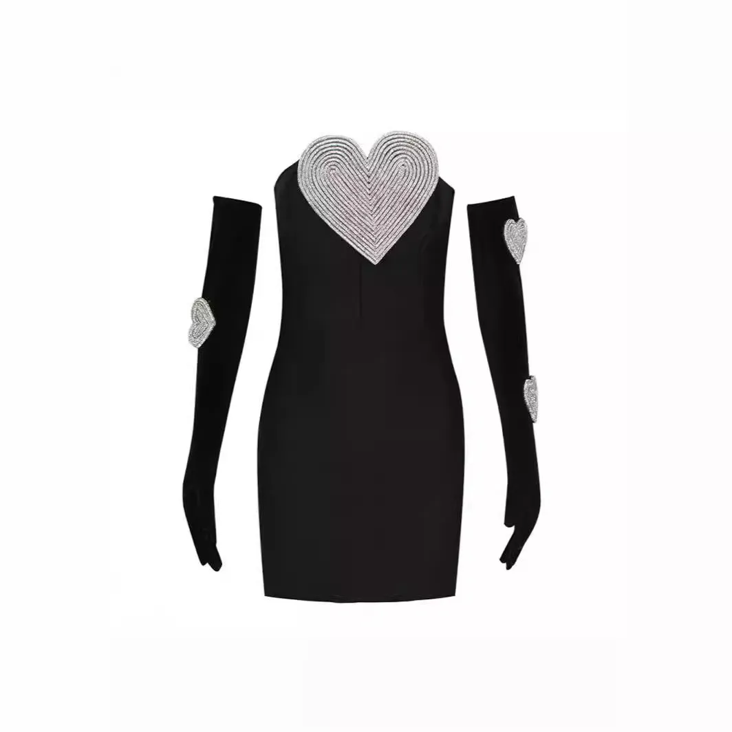 Dixie Heart Shape Detail Tube Mini Dress With Gloves