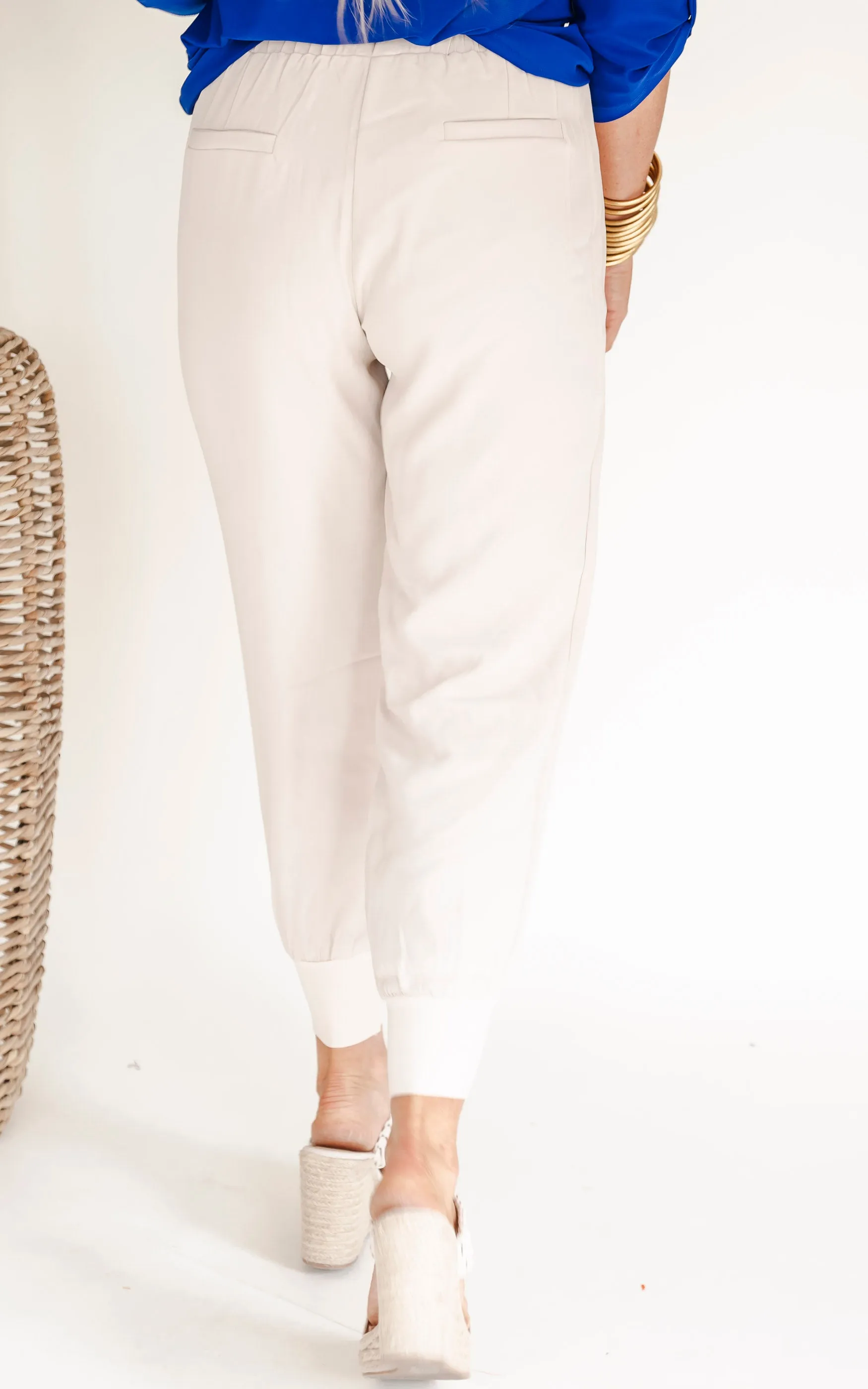 Dress them Up High Waisted Solid Woven Joggers - Final Sale