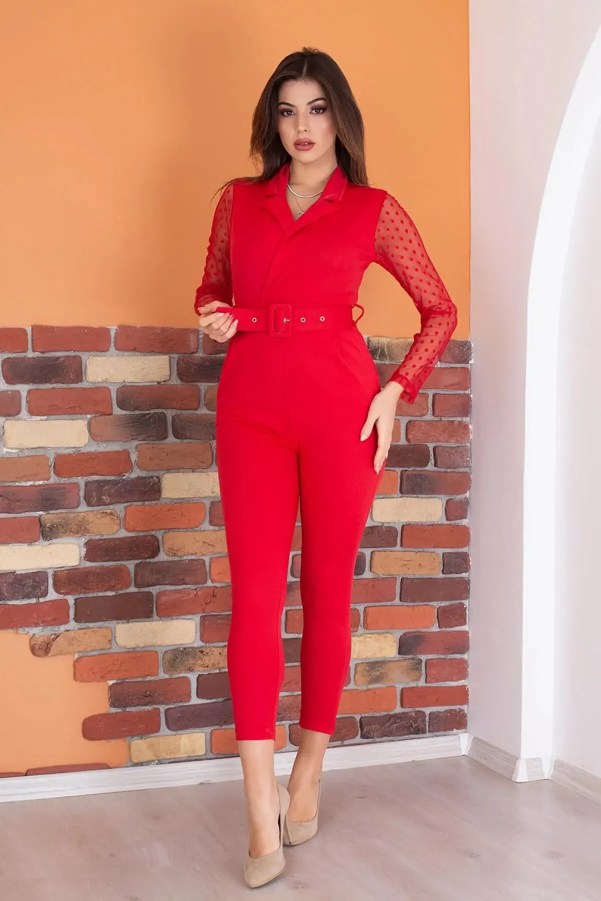 Elegant Belted Waist Jumpsuit