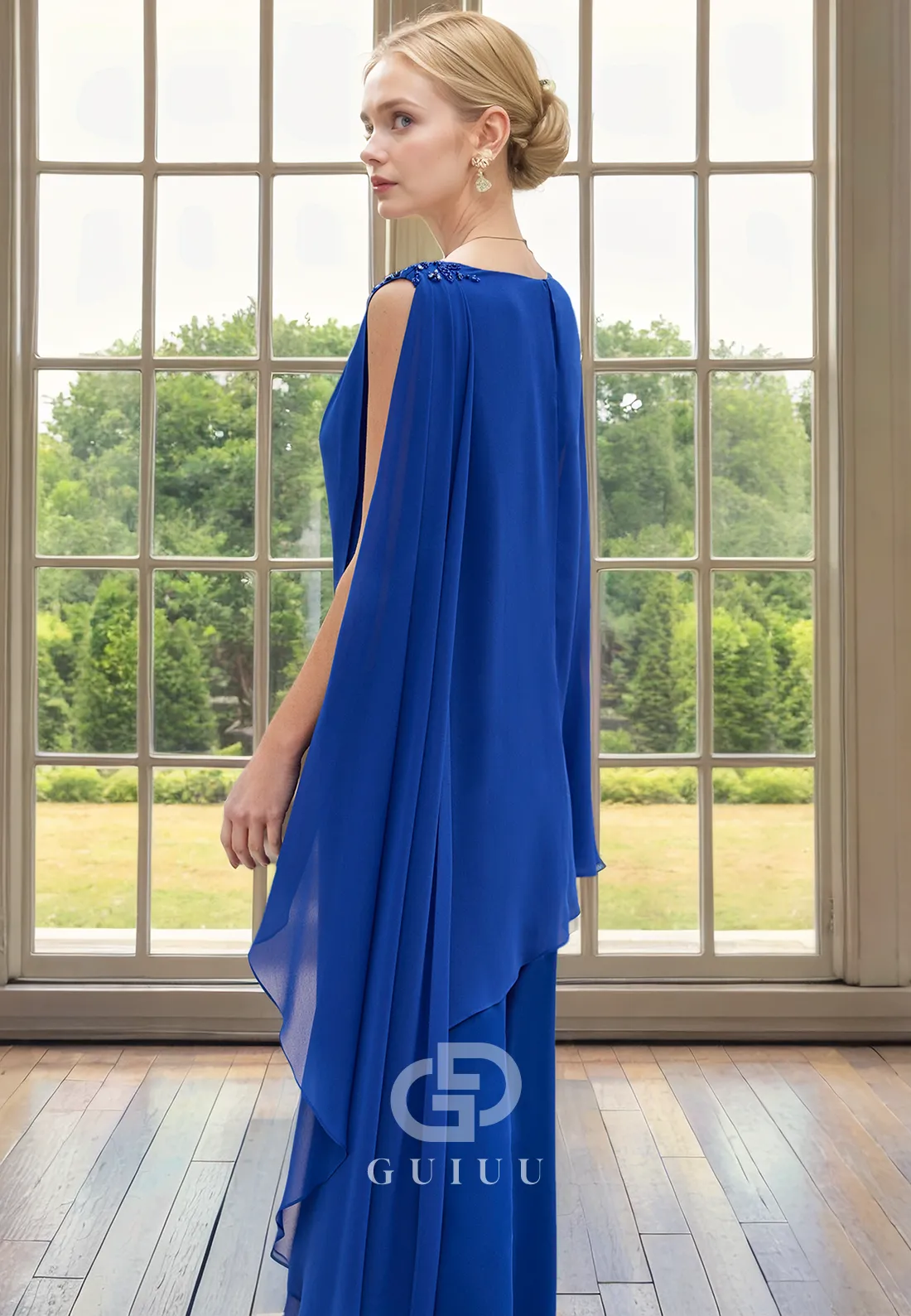 Elegant Jumpsuit Scoop Neck Sleeveless Chiffon Mother of Bride Dress