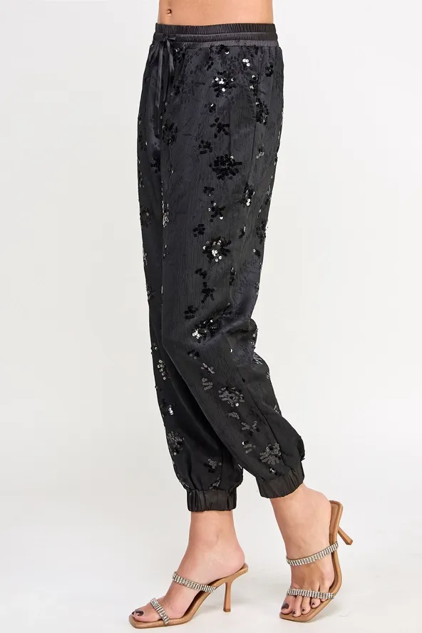 Embroidered Sequins Joggers