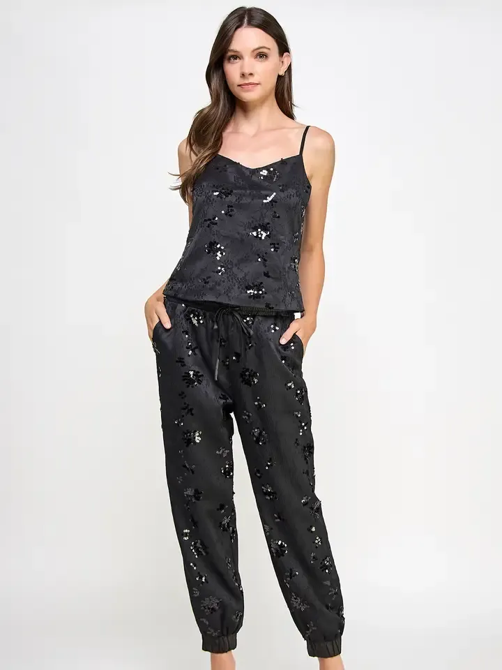 Embroidered Sequins Joggers