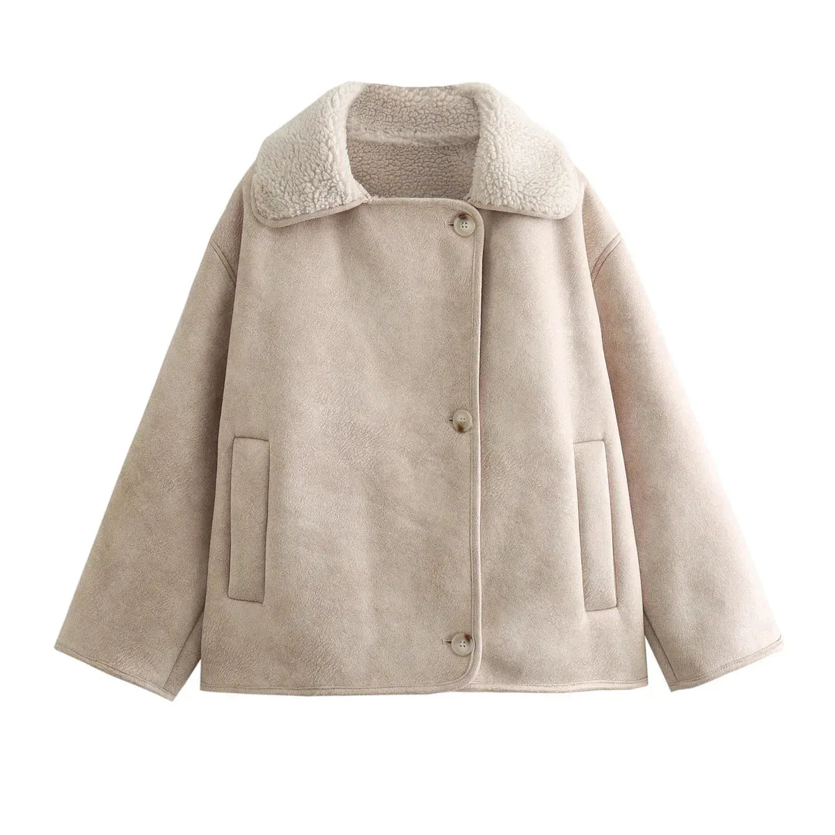 Fall Essential Plush-Collared Winter Jacket