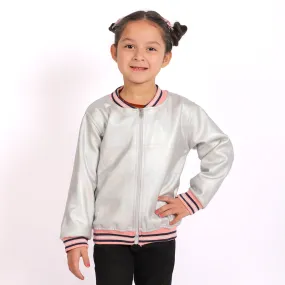 Foil Jacket For Girls - Silver