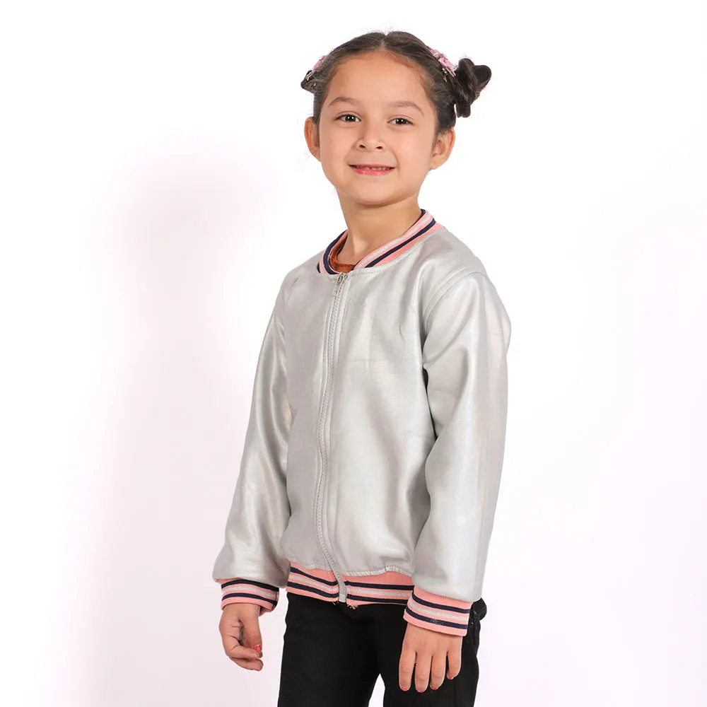 Foil Jacket For Girls - Silver