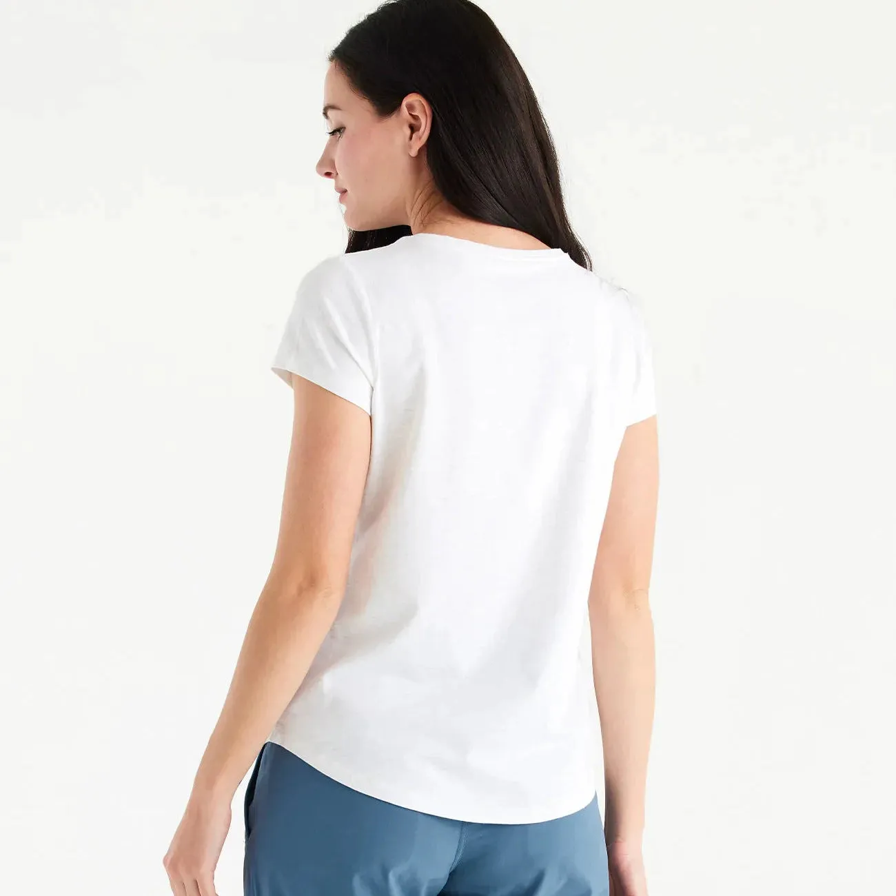 Free Fly Women's Bamboo Current Tee in Heather Bright White