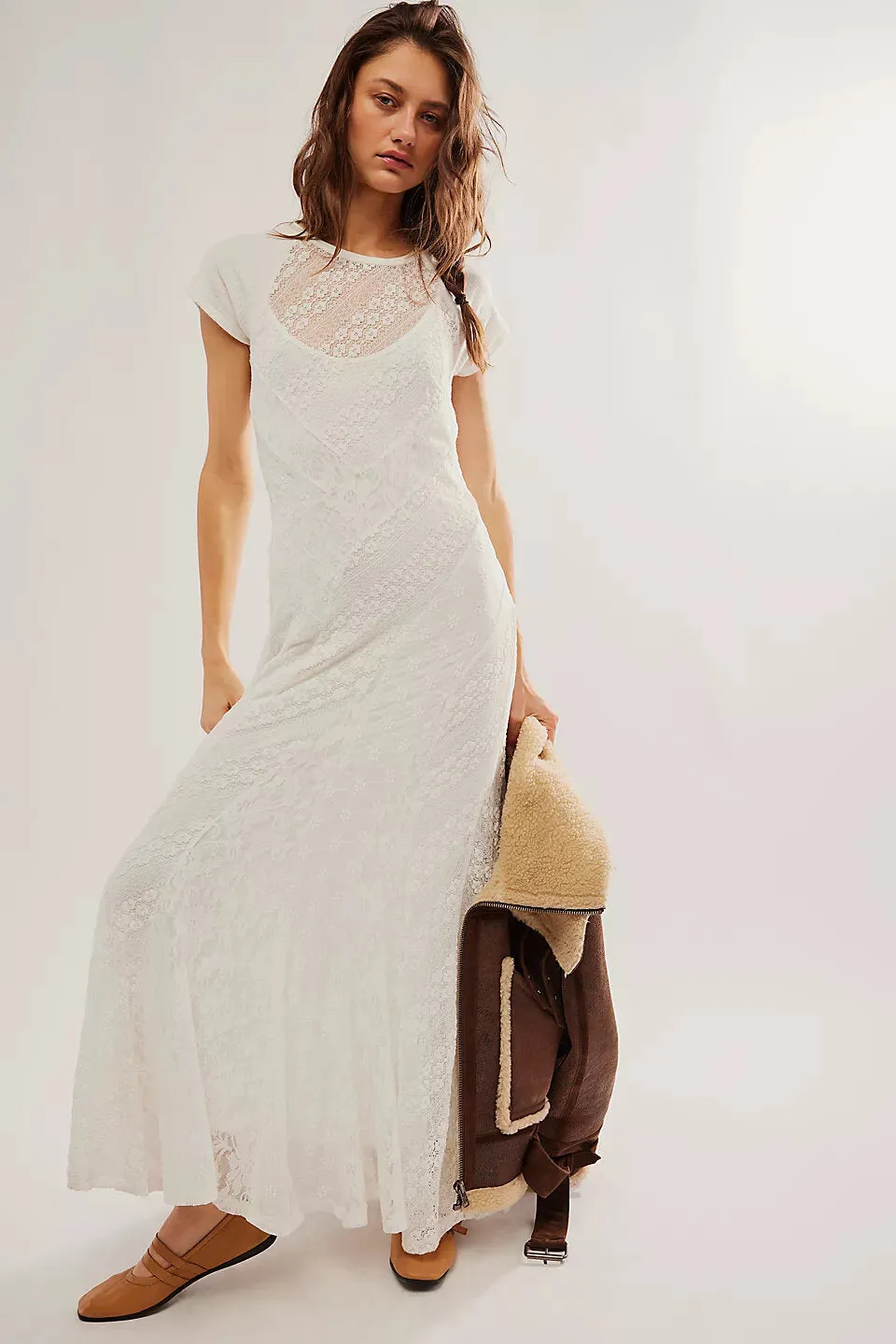 Free People Cypress Lace Maxi Dress in Optic White