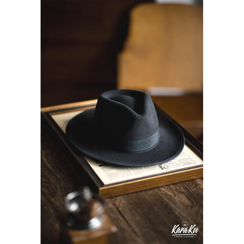 Gentleman Style Wool Homburg Hat