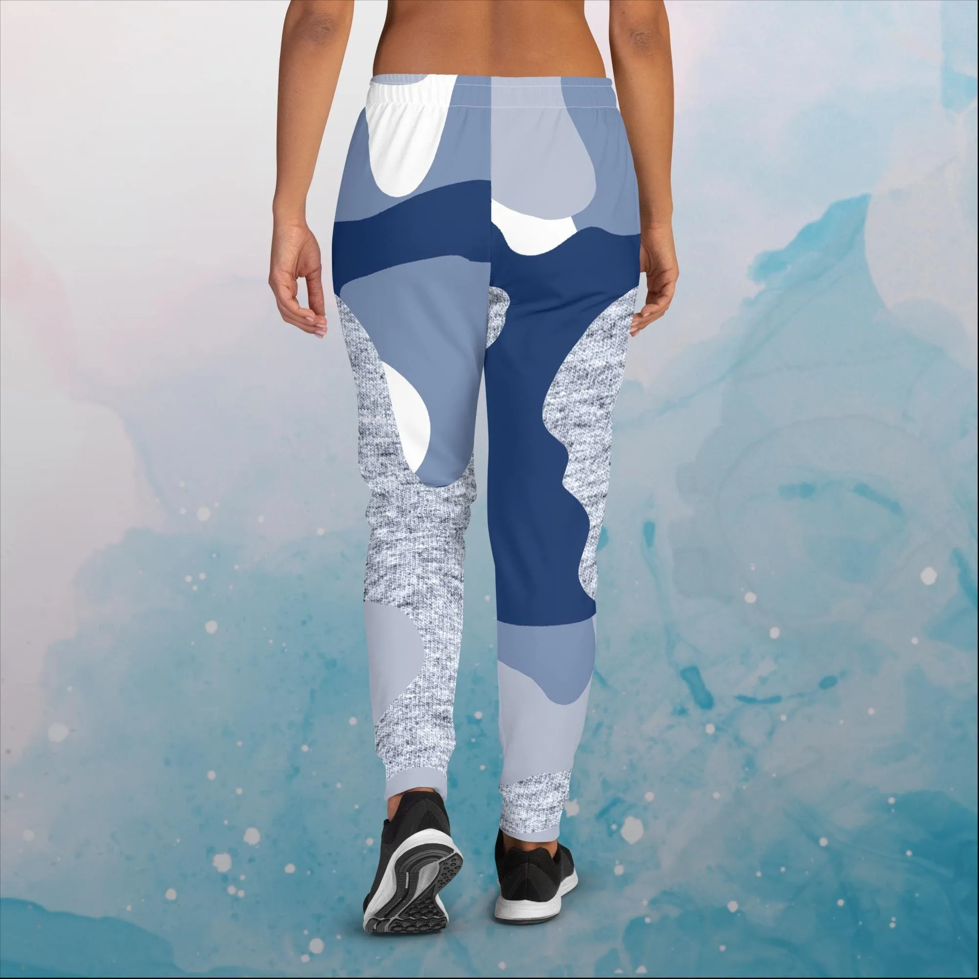 Giant Blue Camo Print Womens Joggers