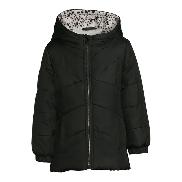 Girls Long Sleeve Hooded Winter Puffer Coat