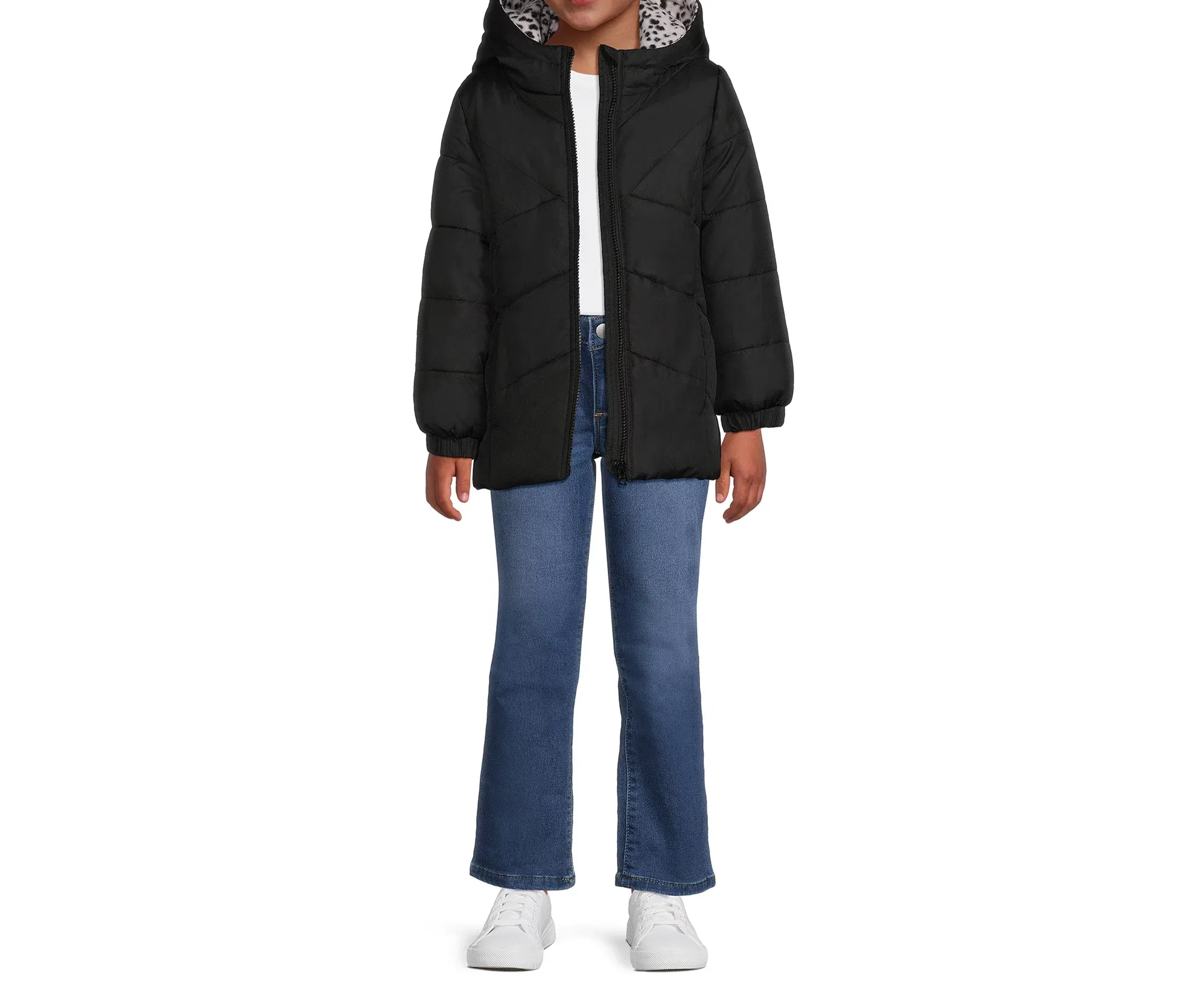 Girls Long Sleeve Hooded Winter Puffer Coat