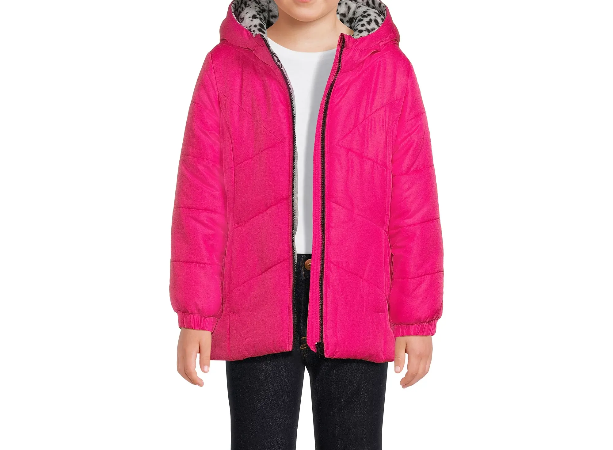 Girls Long Sleeve Hooded Winter Puffer Coat