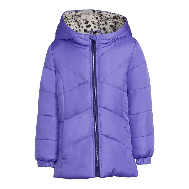 Girls Long Sleeve Hooded Winter Puffer Coat