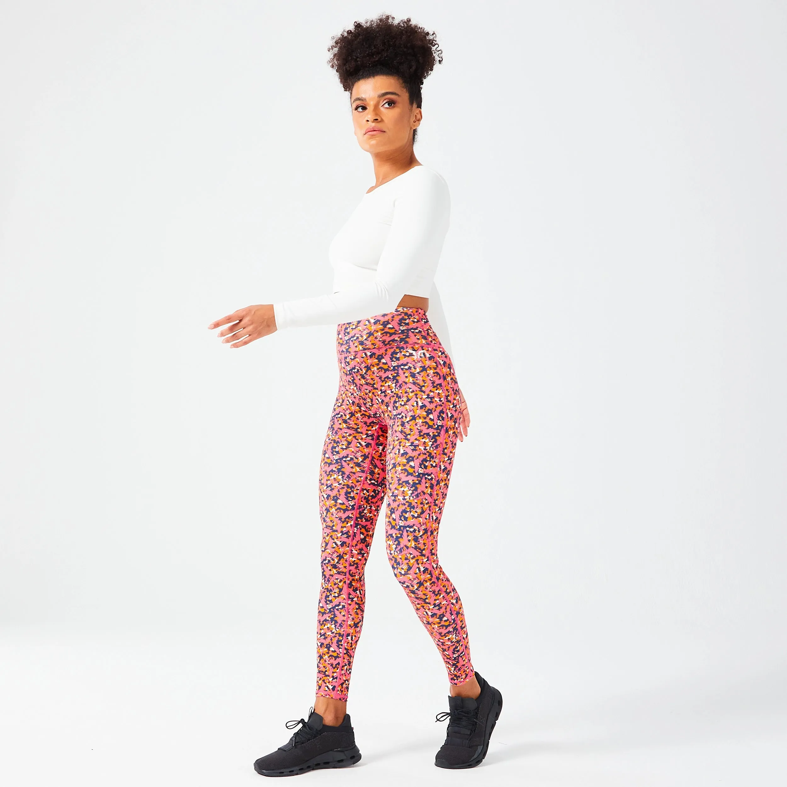 Glitch Leggings 27" - Hot Pink Print