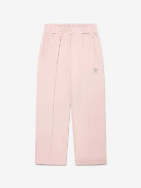 Golden Goose Girls Glitter Small Star Wide Leg Joggers in Pink