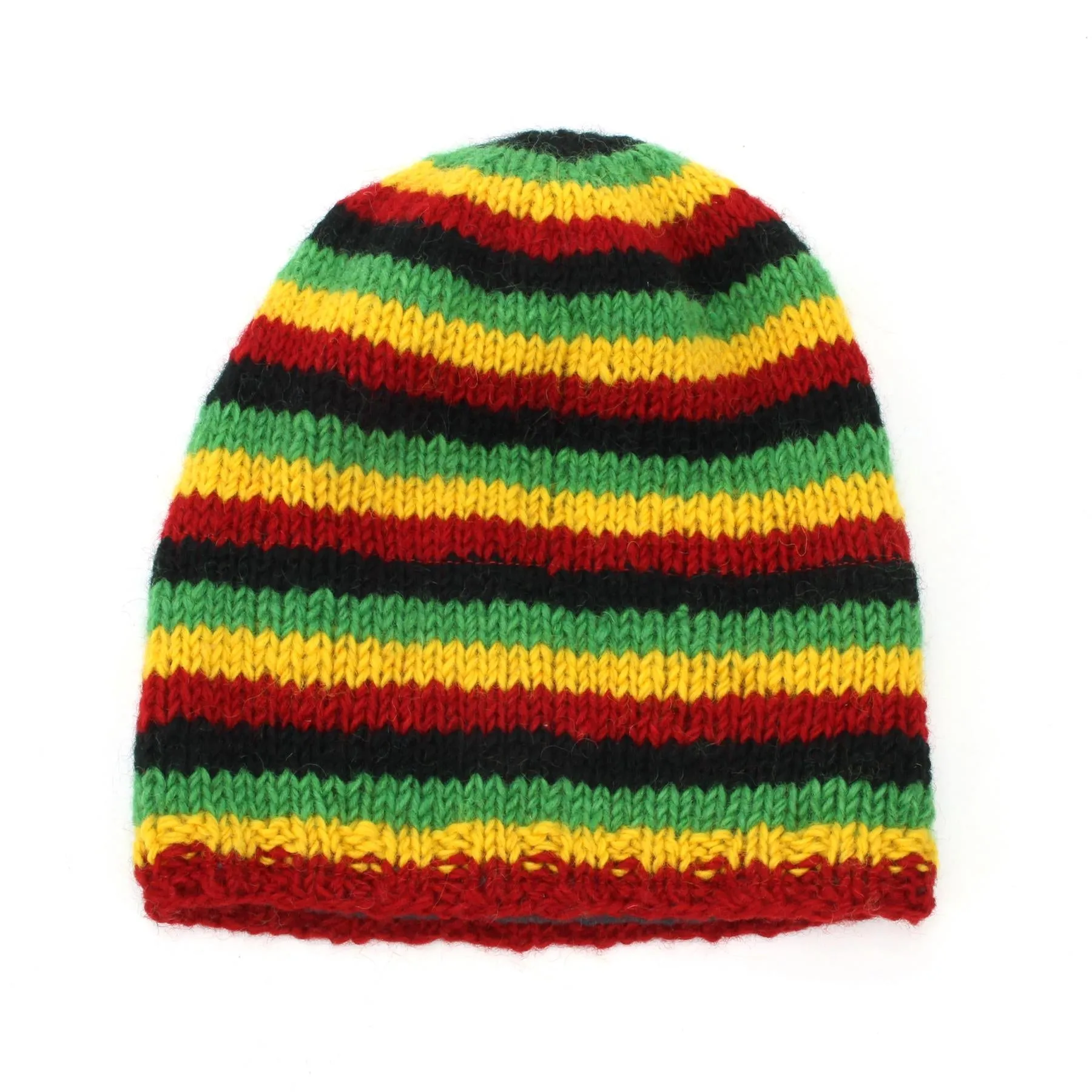 Hand Knitted Baggy Slouch Beanie Hat - Stripe Rasta