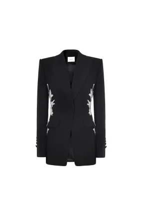 Huesca Structured Peak Lapel Crepe Blazer