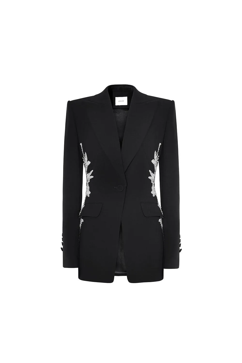 Huesca Structured Peak Lapel Crepe Blazer