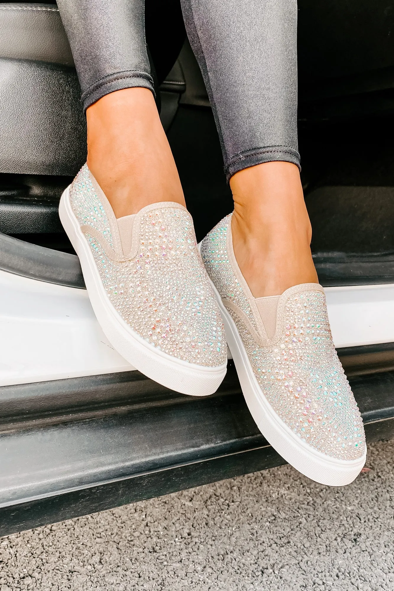 Infinity Rhinestone Slip-On Sneakers (Nude)