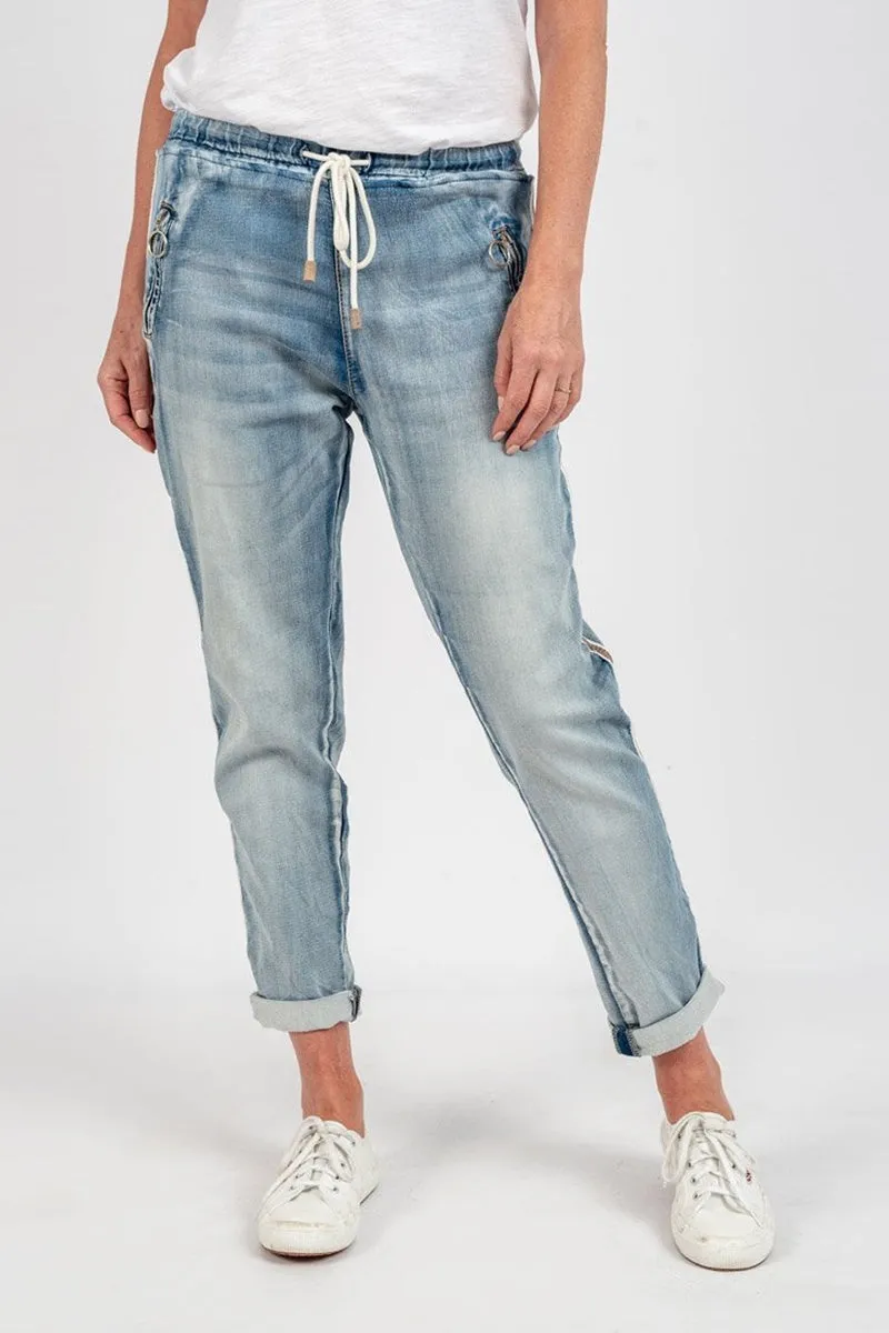 Italian Star - Denim Jogger with Gold Trim