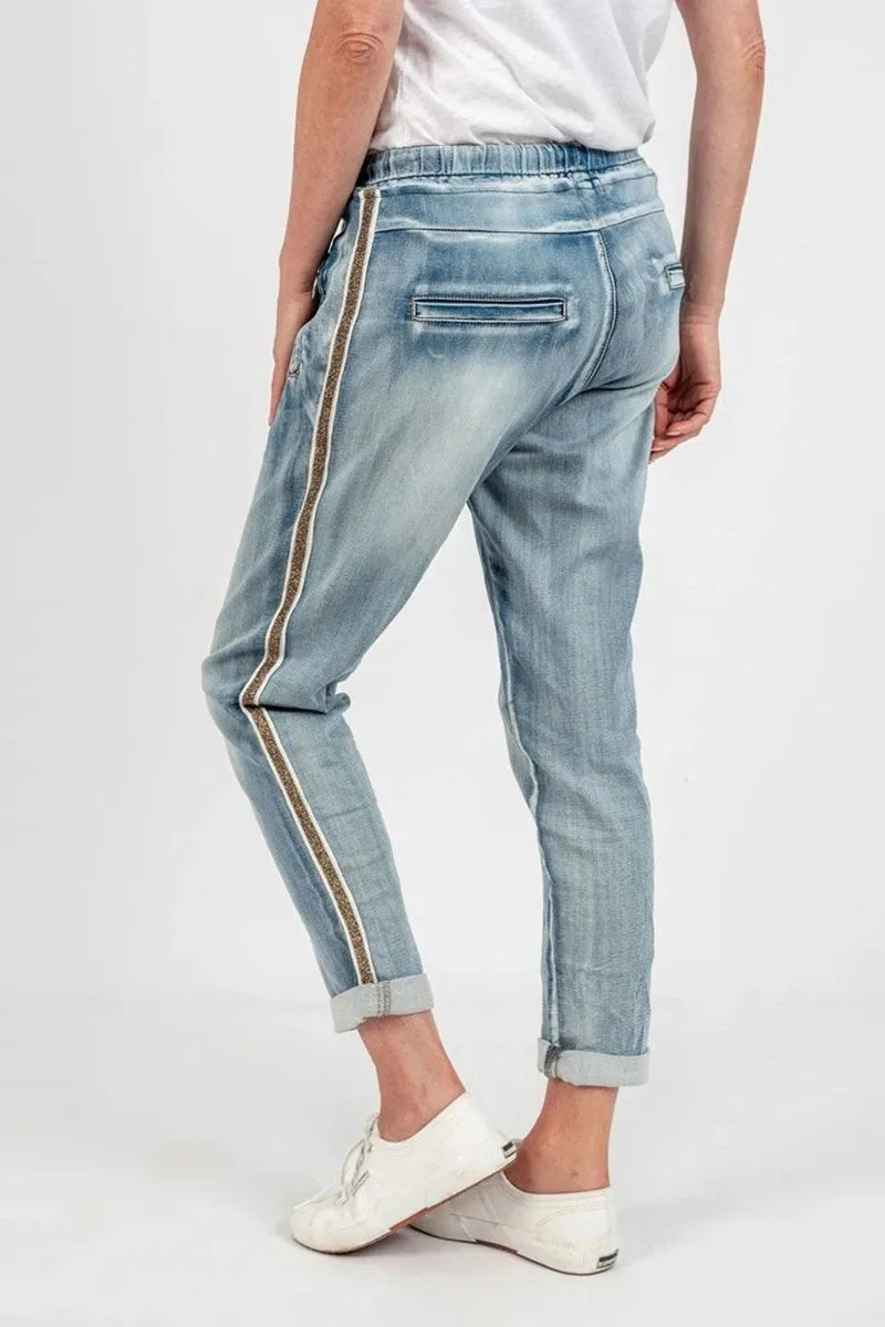 Italian Star - Denim Jogger with Gold Trim