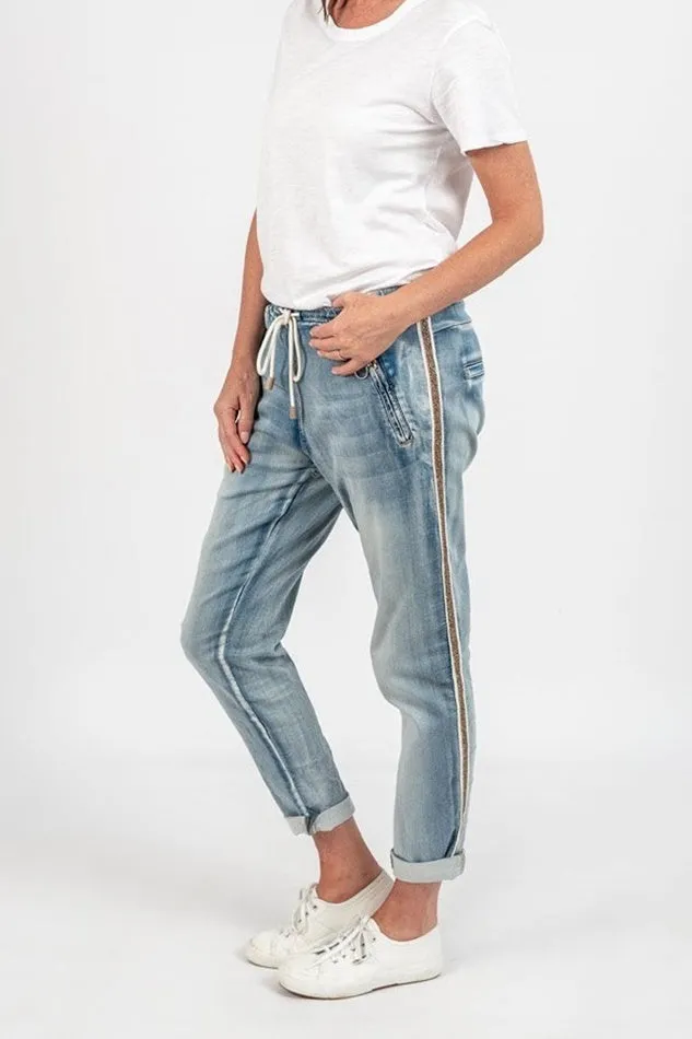 Italian Star - Denim Jogger with Gold Trim