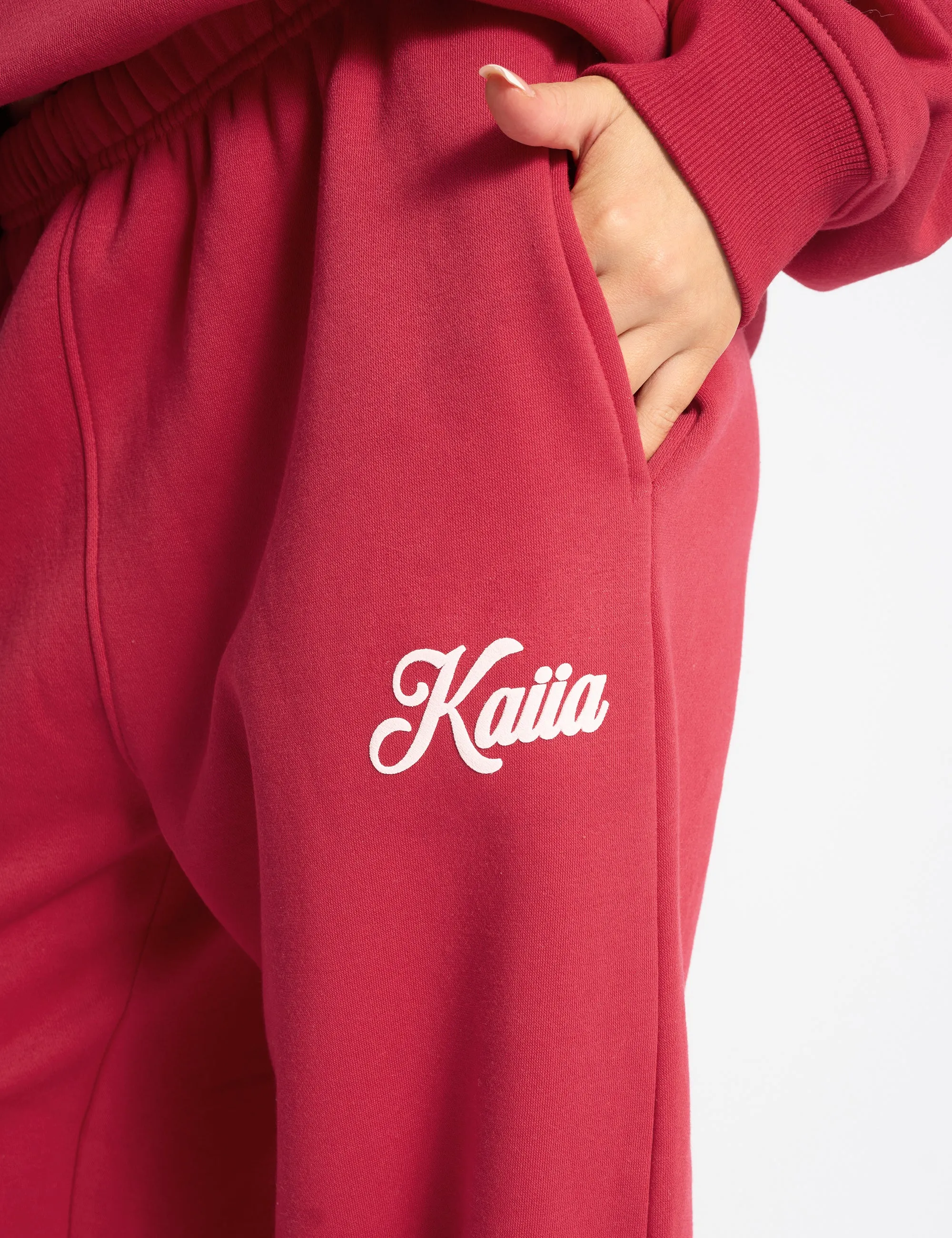 Kaiia Snowflake Logo Cuffed Joggers Red