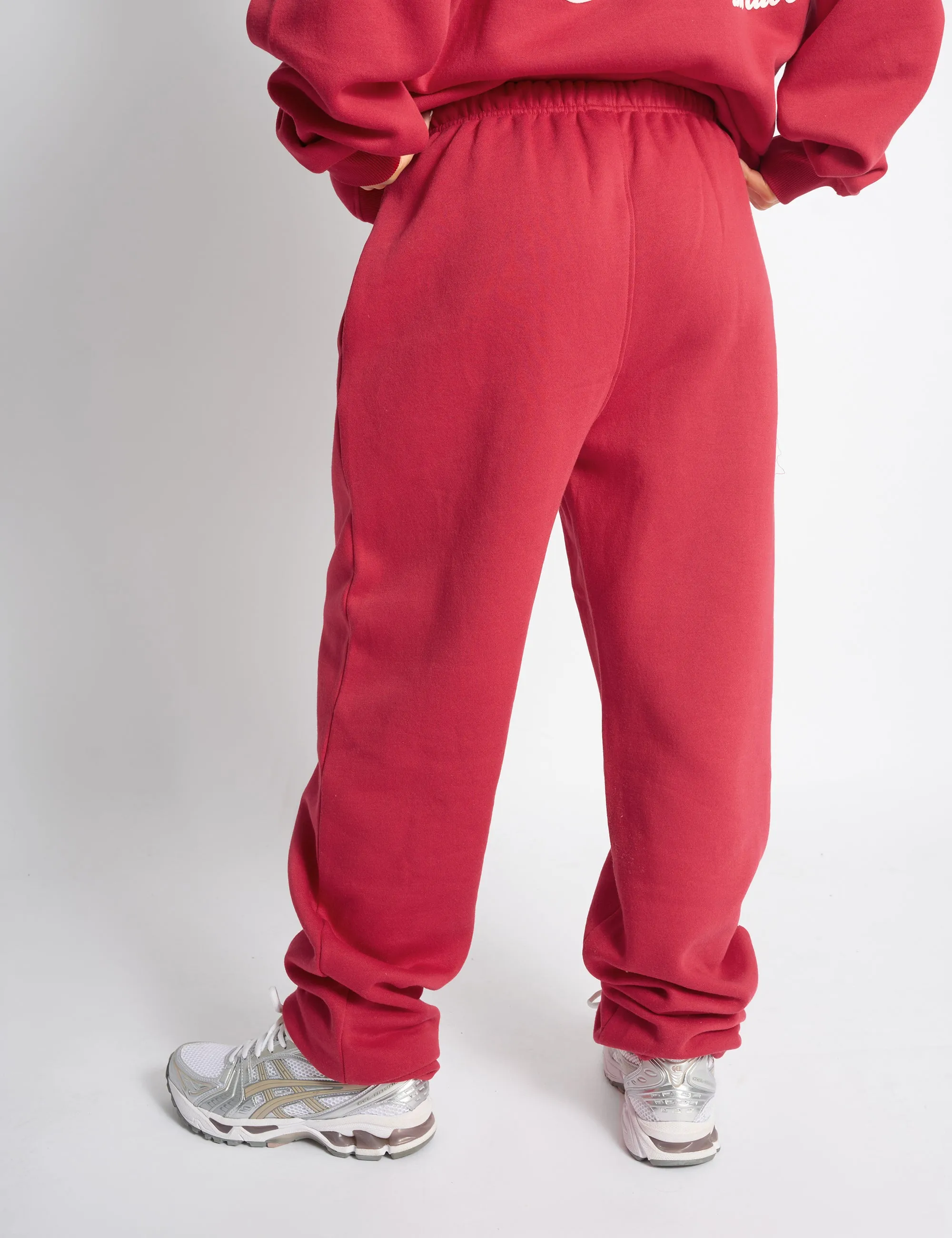 Kaiia Snowflake Logo Cuffed Joggers Red