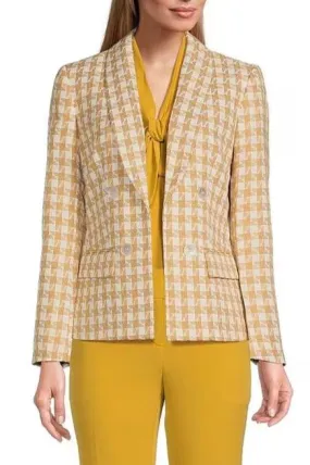 Kasper Tweed Shawl Collar Faux Double Breasted Jacket with pockets