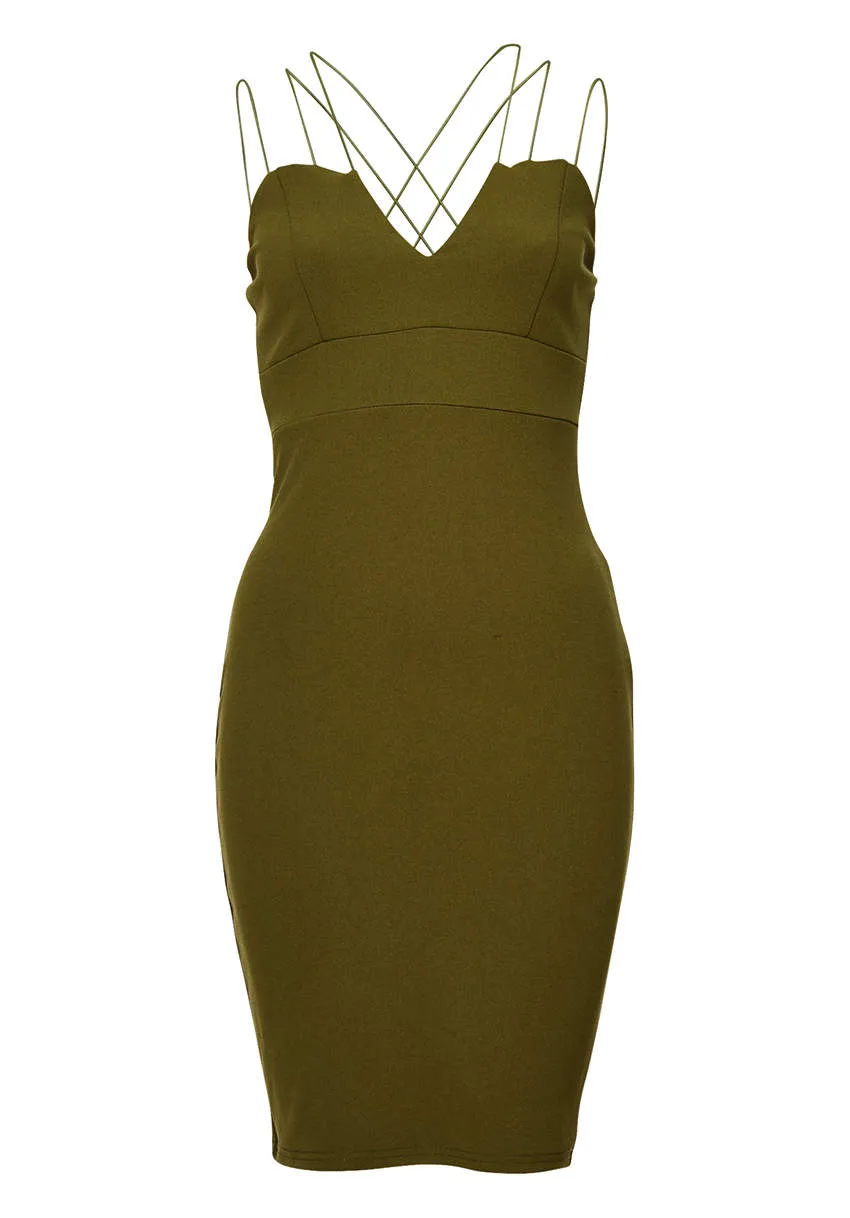 Khaki Bodycon Mini Dress