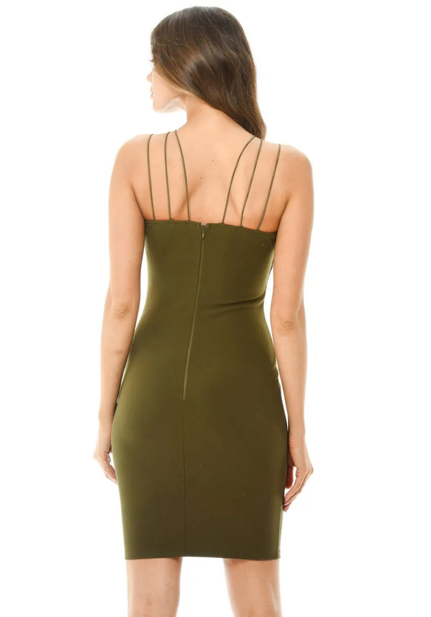 Khaki Bodycon Mini Dress