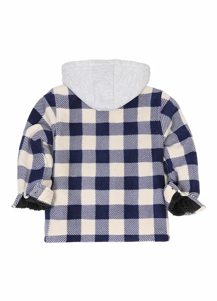 Kids Boys and Girls Sherpa Lined Warm Fleece Plaid Jacket with Hood