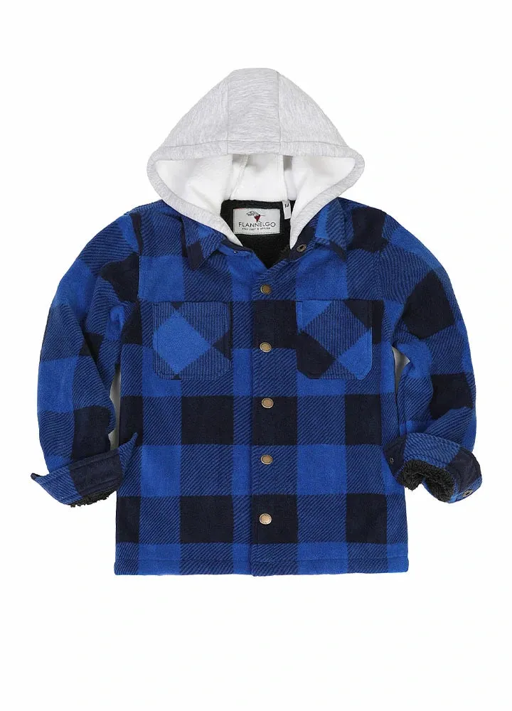 Kids Boys and Girls Sherpa Lined Warm Fleece Plaid Jacket with Hood