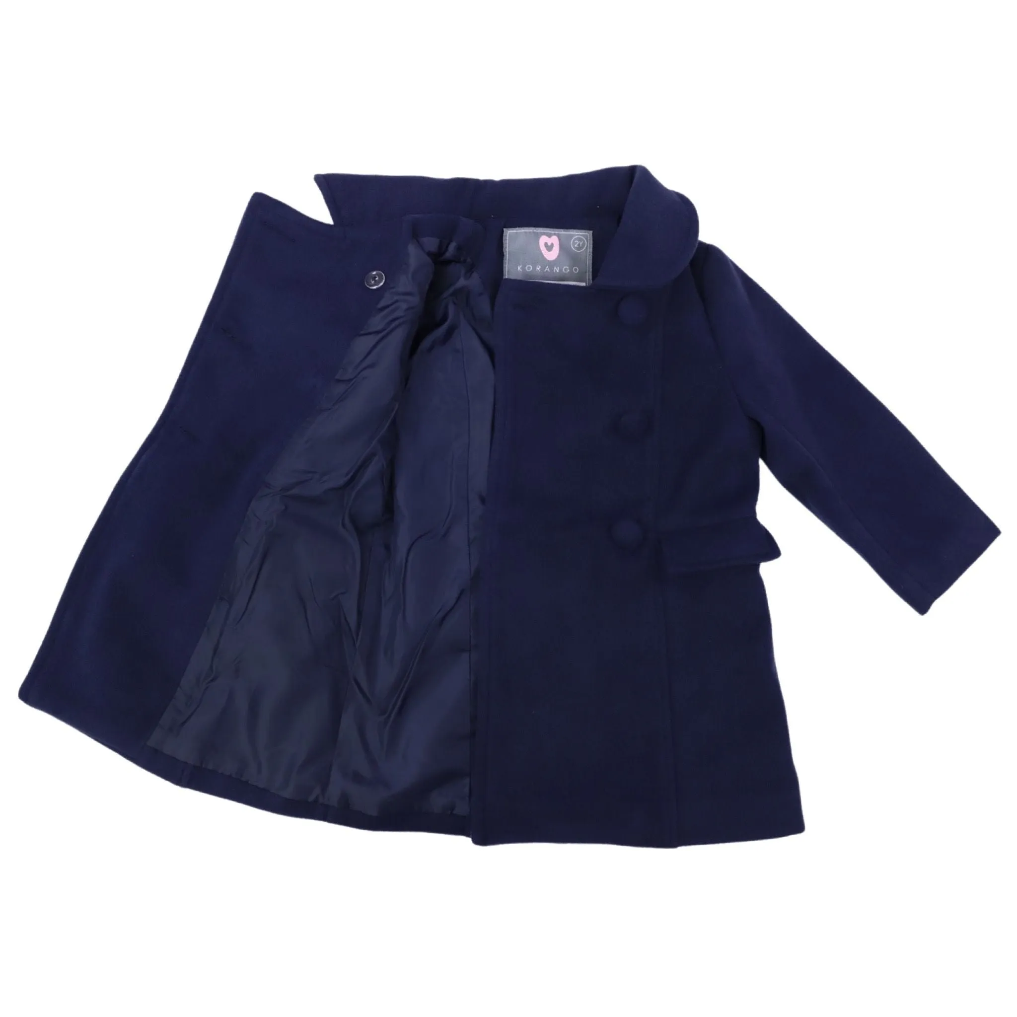 Korango Classic Girls Overcoat - Navy