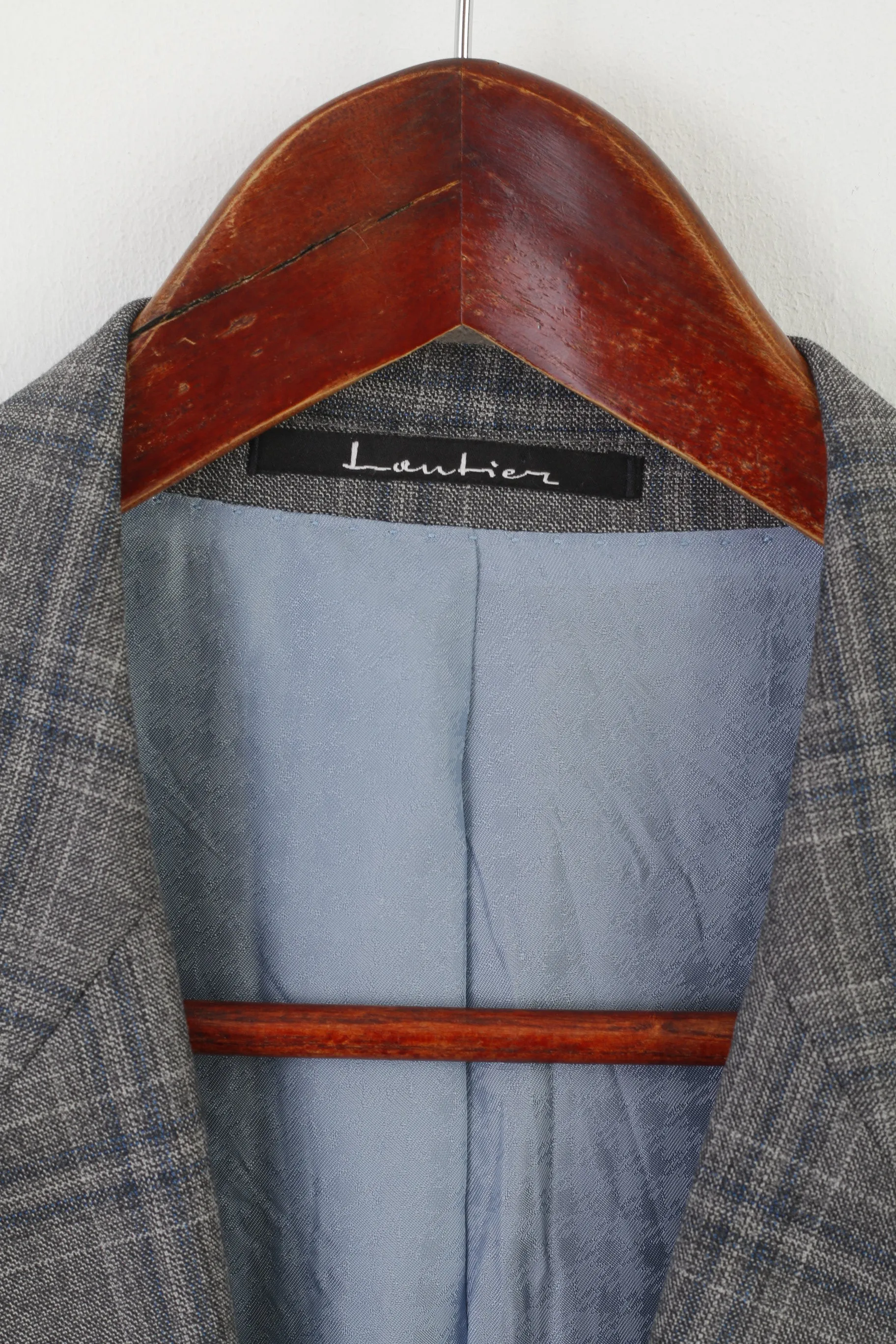 Lantier Guabello Men 42 52 Blazer Gray Check Super 130'S Vintage Jacket