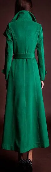 Long Cashmere & Wool Blend Coat, Green