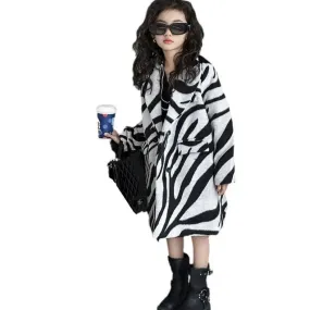 Long Printed Wool Coat