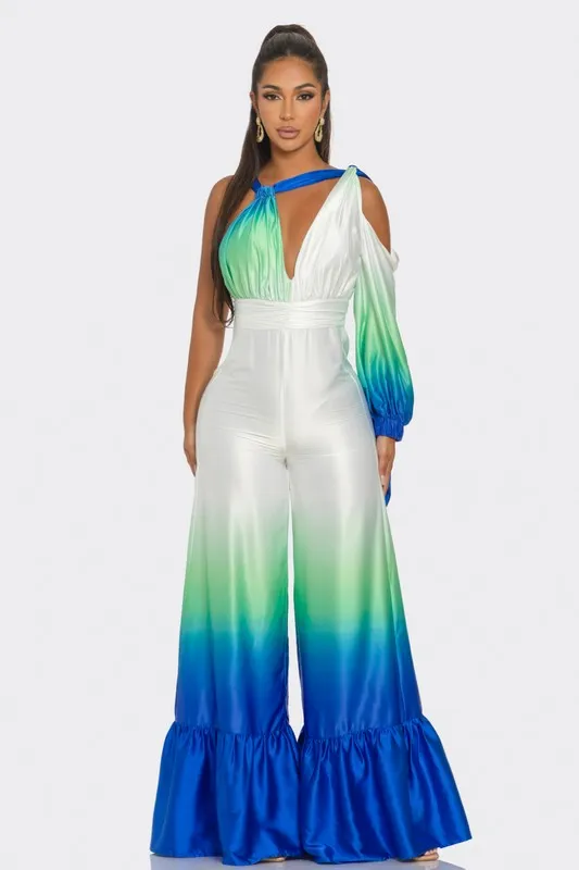 Luxe Ombre Delight: Allure Satin Jumpsuit