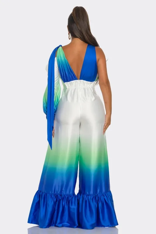 Luxe Ombre Delight: Allure Satin Jumpsuit