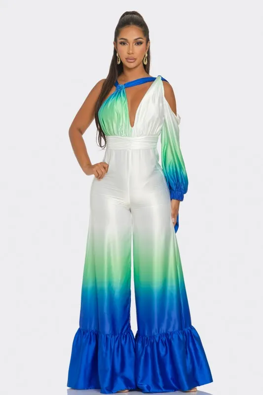 Luxe Ombre Delight: Allure Satin Jumpsuit