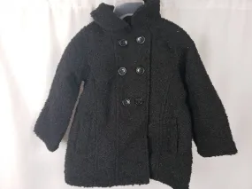 Madden Girl Faux Wool Pea Coat Button Front Black Girls Size 2T