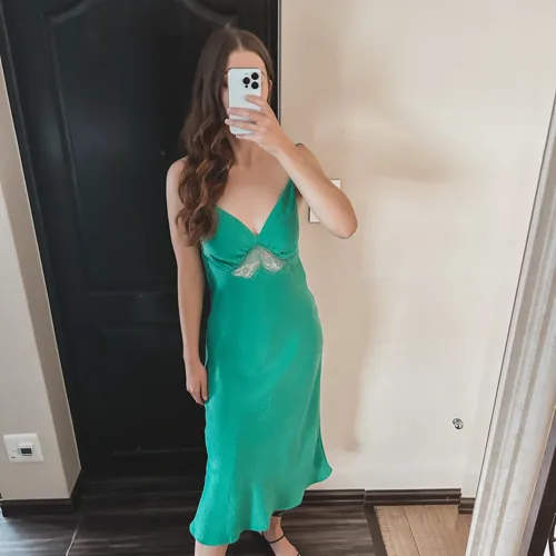 Mango Emerald Green Midi Dress