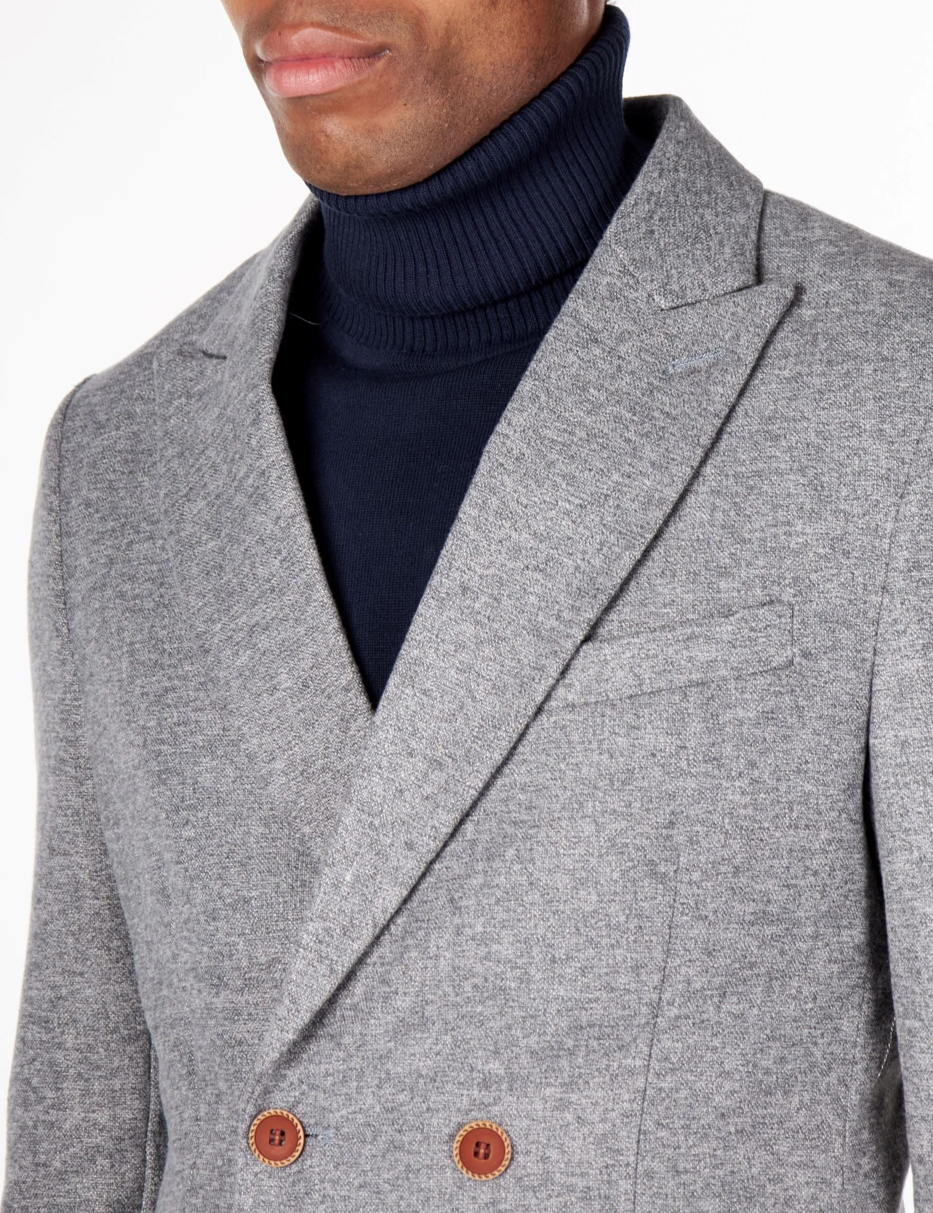 MARCO - DOUBLE BREASTED TWEED GREY JACKET